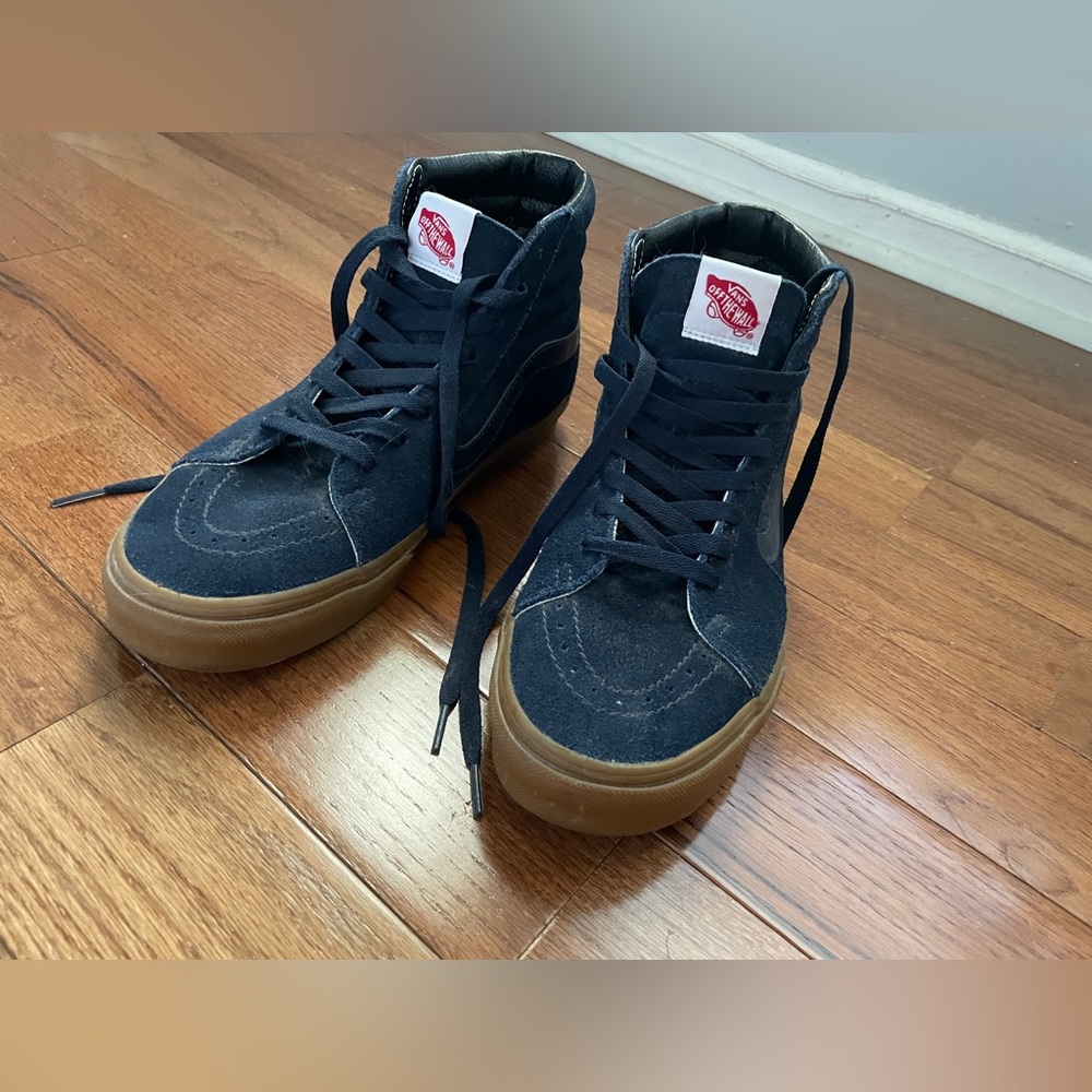Vans custom made blue suede hi-tops - Mens 9.5/Womens 11